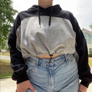 Black and White Cropped Hoodie